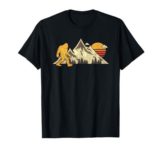 Bigfoot Vintage Mountain Sun Sasquatch Camping Hiking T-Shirt