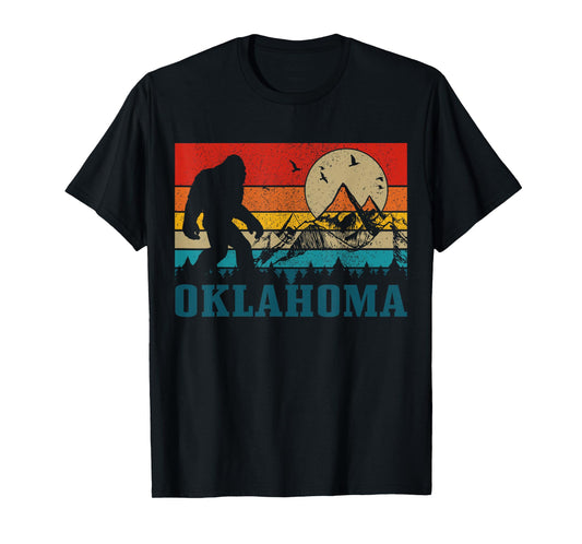 Oklahoma Bigfoot Vintage Mountains Hiking Camping Gift T-Shirt