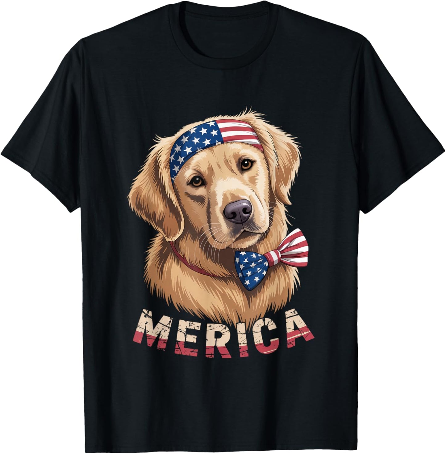 Golden Retriever 4th Of July Merica Patriotic American Flag T-Shirt
