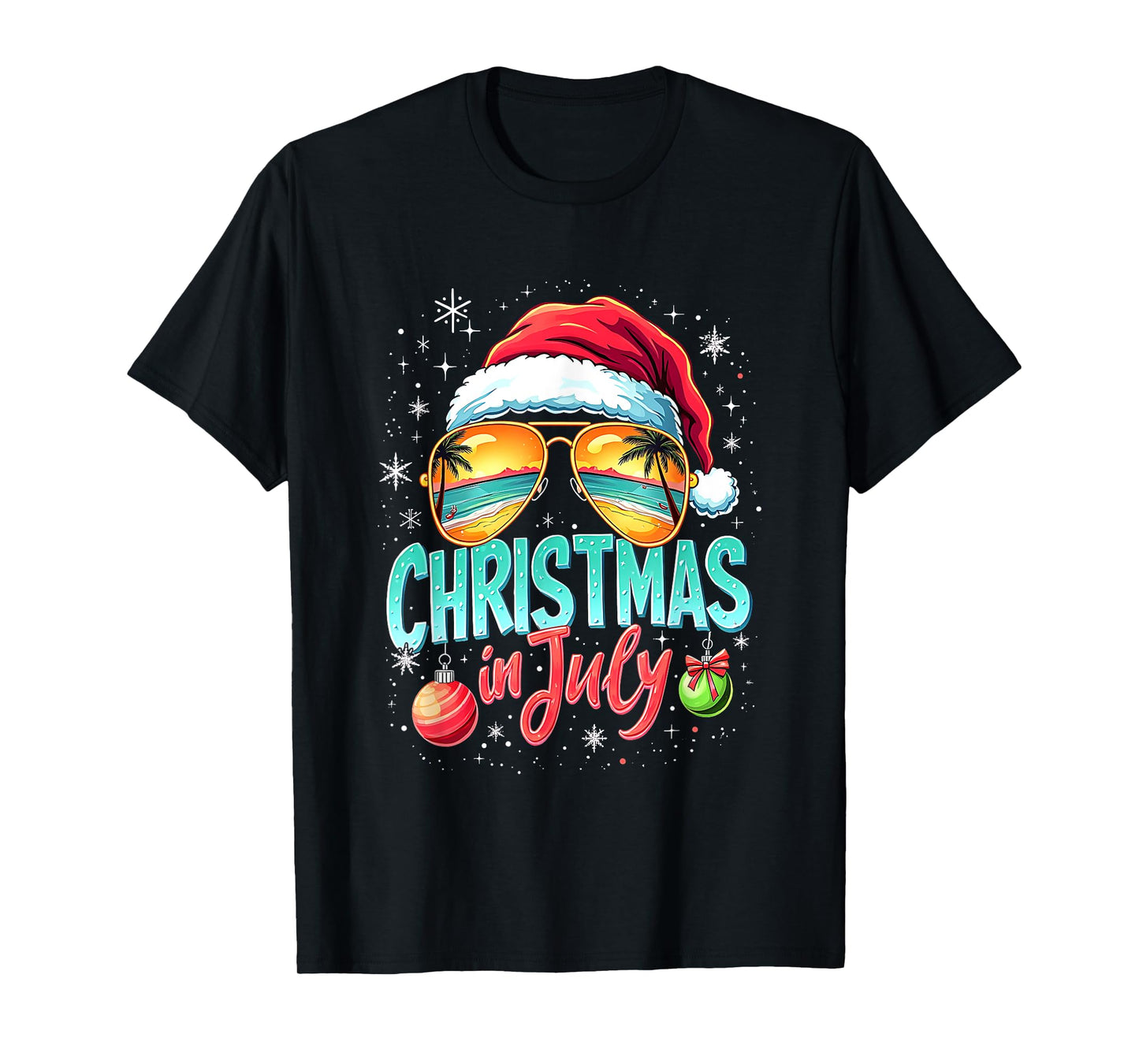 Beach Christmas in July Santa Claus Sunglasses Men Women T-Shirt