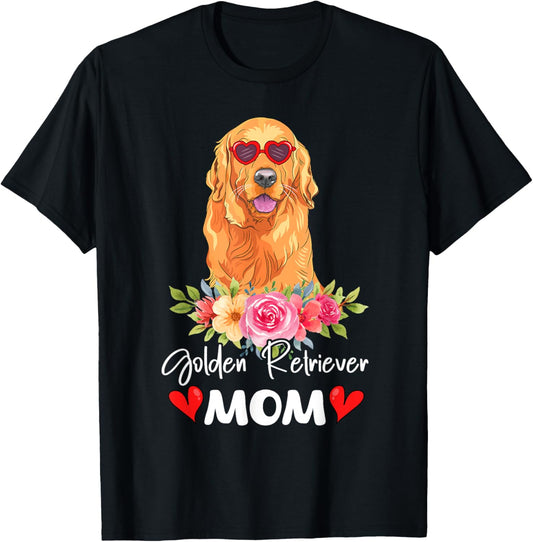 Golden Retriever Mom Mama Sunglasses Dog Lover Owner Womens T-Shirt