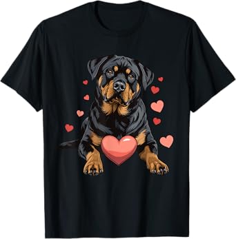 Rottweiler Dog Heart Pet Dog Animal Lover T-Shirt