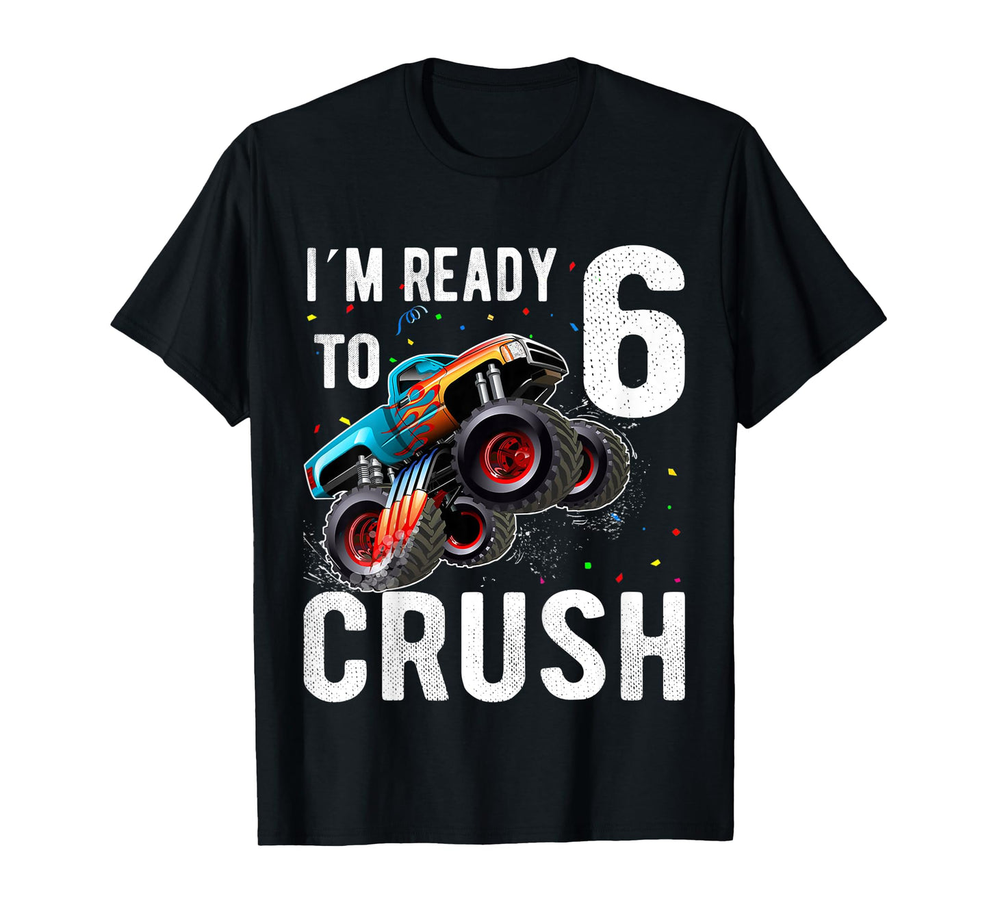 Kids Monster Trucks 6th Birthday Party Shirt Six Years old Boys T-Shirt