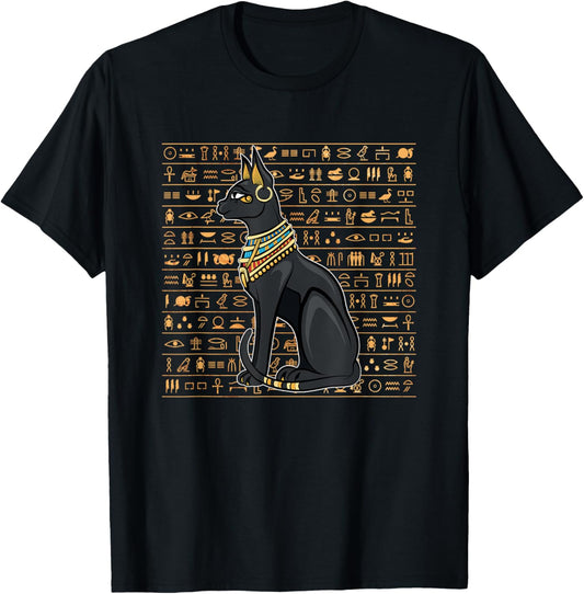 Cat Goddess Bastet Hieroglyphs Egyptian T-Shirt