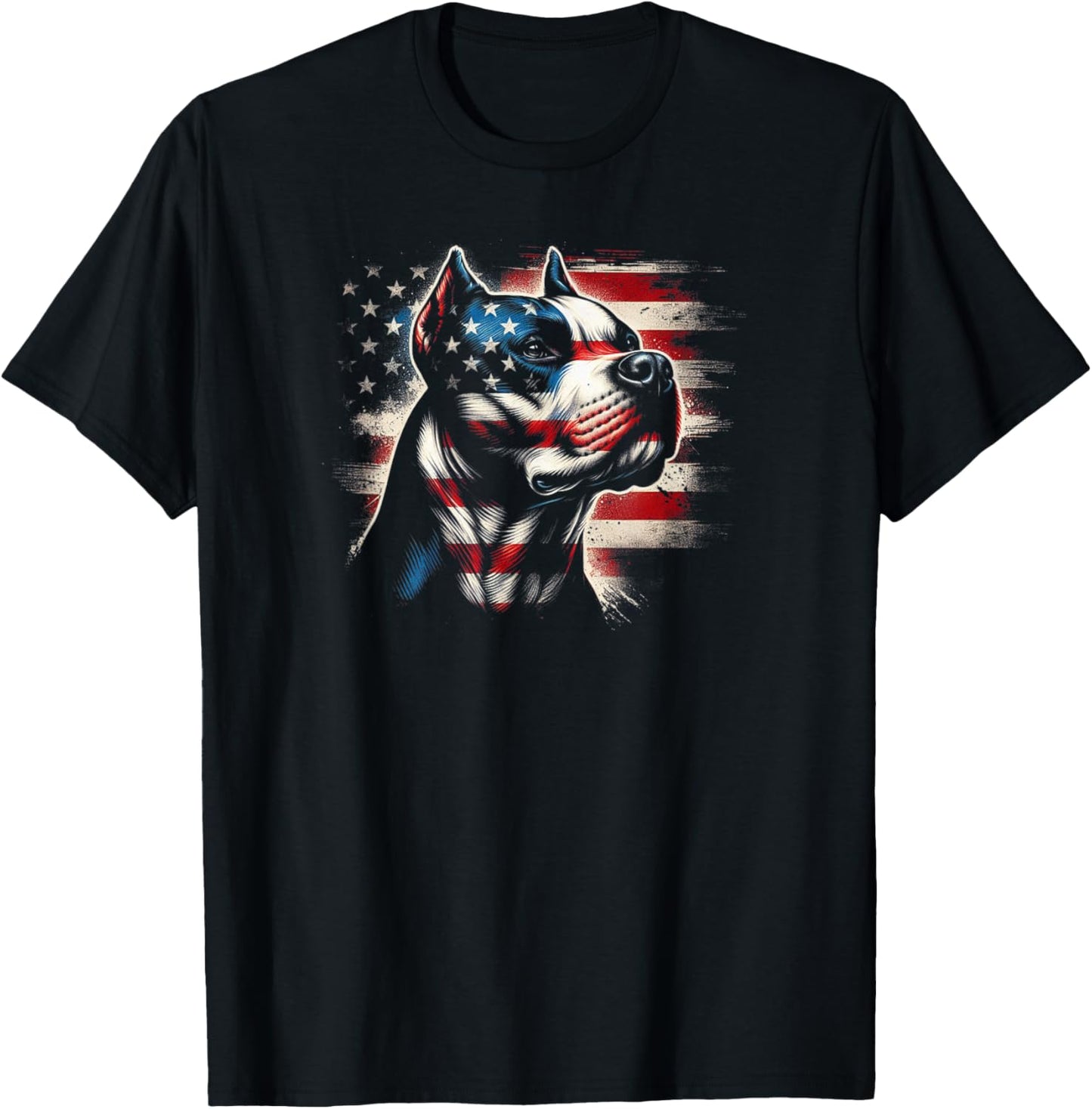 4th Of July American Flag Patriotic Pitbull Terrier T-Shirt