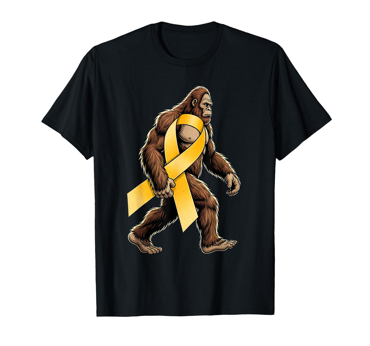 Bigfoot Sasquatch Childhood Cancer Awareness Gold Ribbon Boy T-Shirt