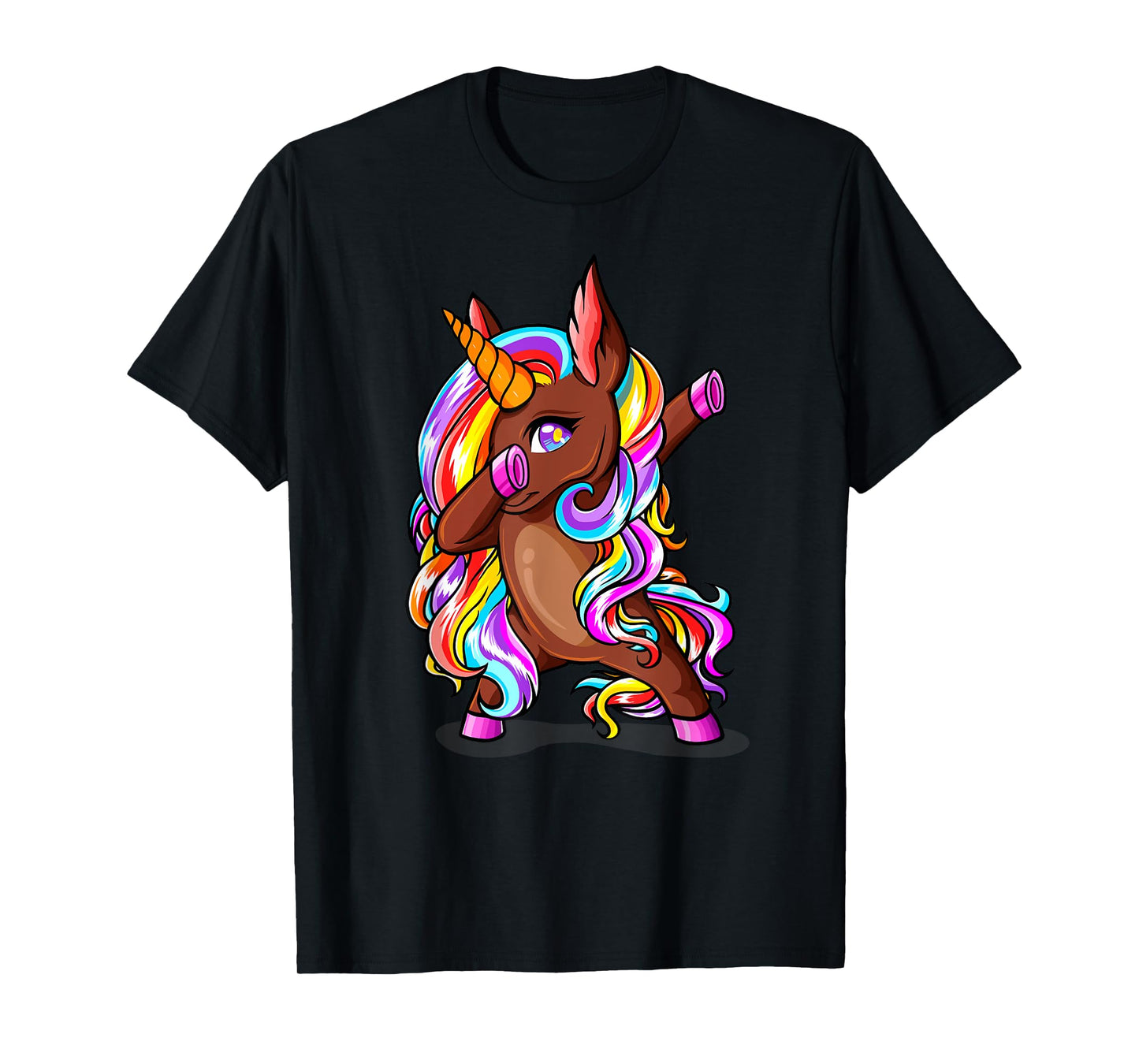 Dabbing Brown Skin Unicorn African American Woman Girl Gifts T-Shirt