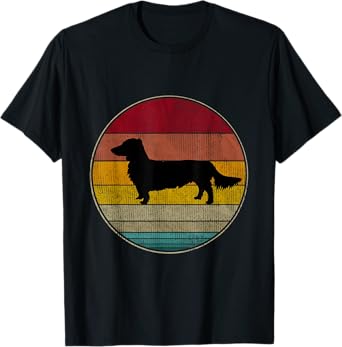 Long Haired Dachshund Dog Silhouette Pet Lover Vintage Retro T-Shirt