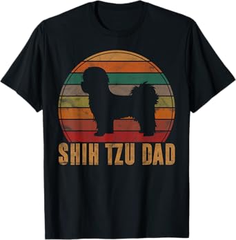 Retro Shih Tzu Dad Gift Daddy Apparel Dog Owner Pet Father T-Shirt