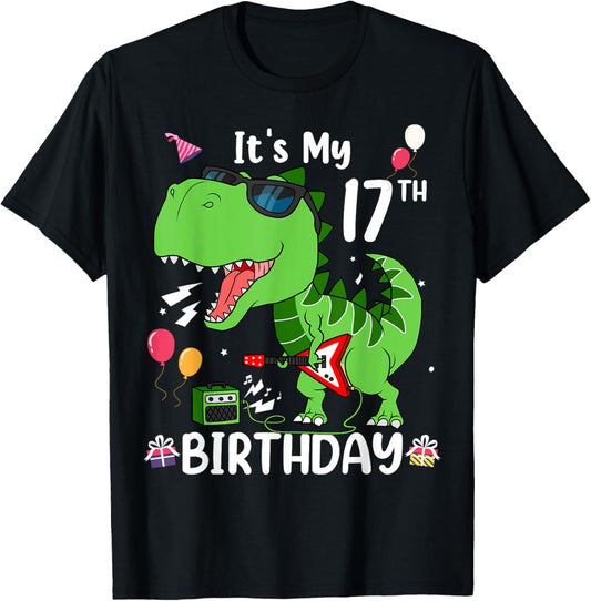 Kids It's My 17th Birthday T-Rex 17 Year old Birthday Shirts T-Shirt