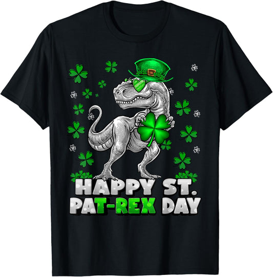 Kids Happy Pat Rex Day Dinosaur St Patricks Day Boys Kids T-Shirt