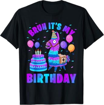 Bruh Its My Birthday Llama Pinata Boy Girl Family Bday Party T-Shirt