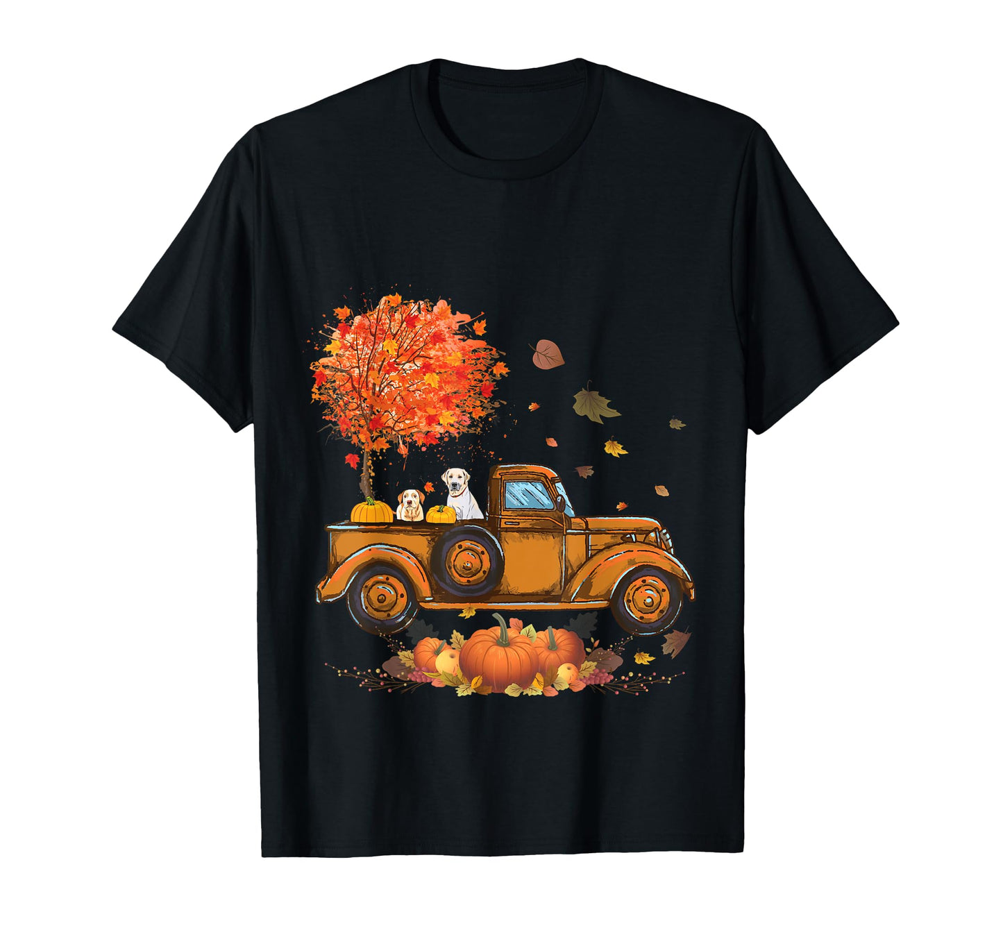 Labrador Retriever Pumpkins Truck Autumn Leaf Fall gifts T-Shirt