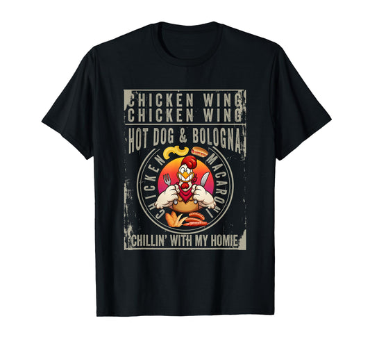 Cooked Chicken Wing Chicken Wing Hot Dog Bologna Macaroni Men Women Kids T-Shirt