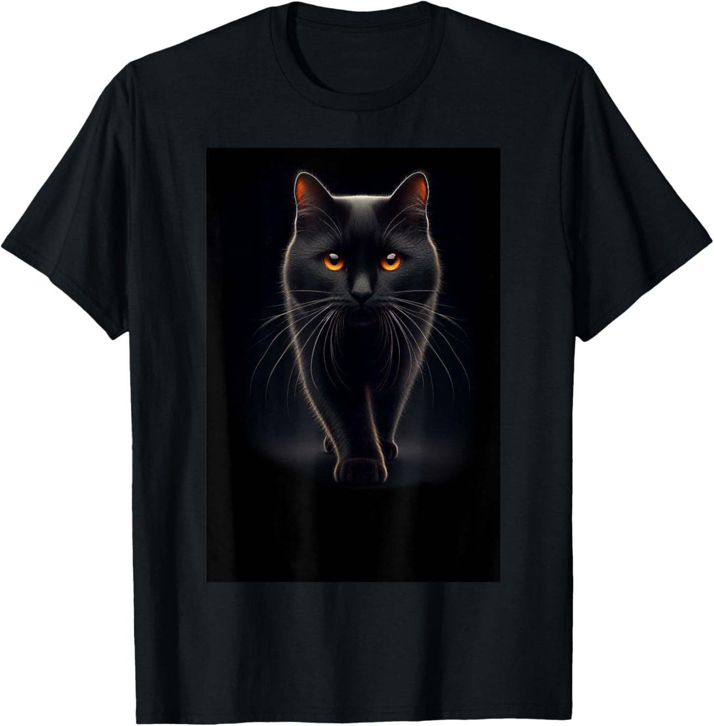 CATS! Black cat walking with Orange Eyes! T-Shirt