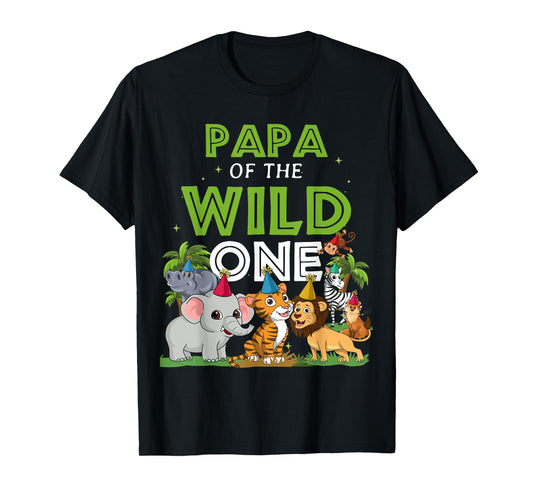 Papa of the Wild One Zoo Birthday Safari Jungle Animal T-Shirt
