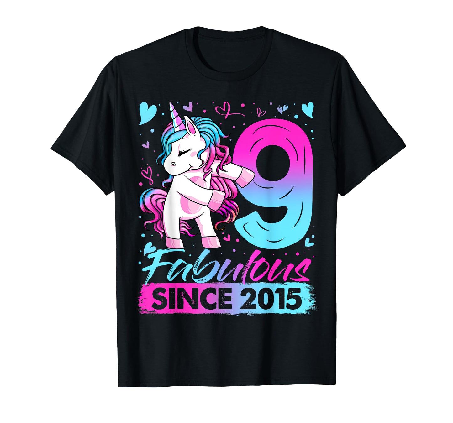 9 Years Old Flossing Unicorn Gifts 9th Birthday Girl Party T-Shirt