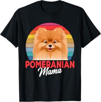 Pomeranian Mama Pom Dog Mom Womens T-Shirt