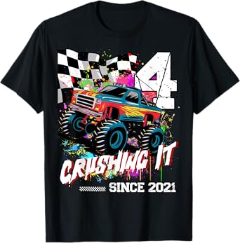 Birthday Monster Truck 4th years old Monster Truck Birthday T-Shirt