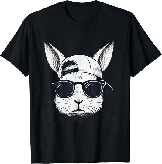 Bunny Face With Sunglasses Cap Easter Day for Boys Men Kids T-Shirt