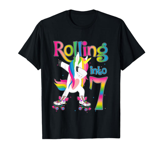 Rolling Into 7 years Let's Roll I'm Turning 7 Roller Skate T-Shirt