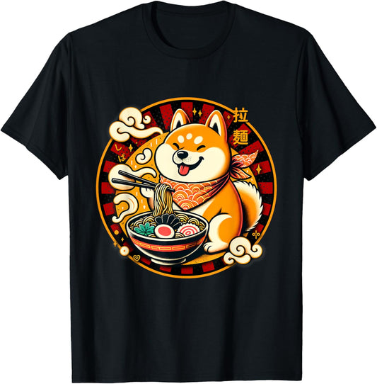 Shiba Ramen Bowl Japanese Love Noodles Cute Dog Inu Kawaii T-Shirt