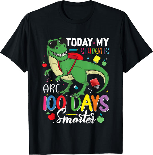 100 Days Smarter Teacher Dinosaur T Rex 100th Day Of School T-Shirt for Men Women