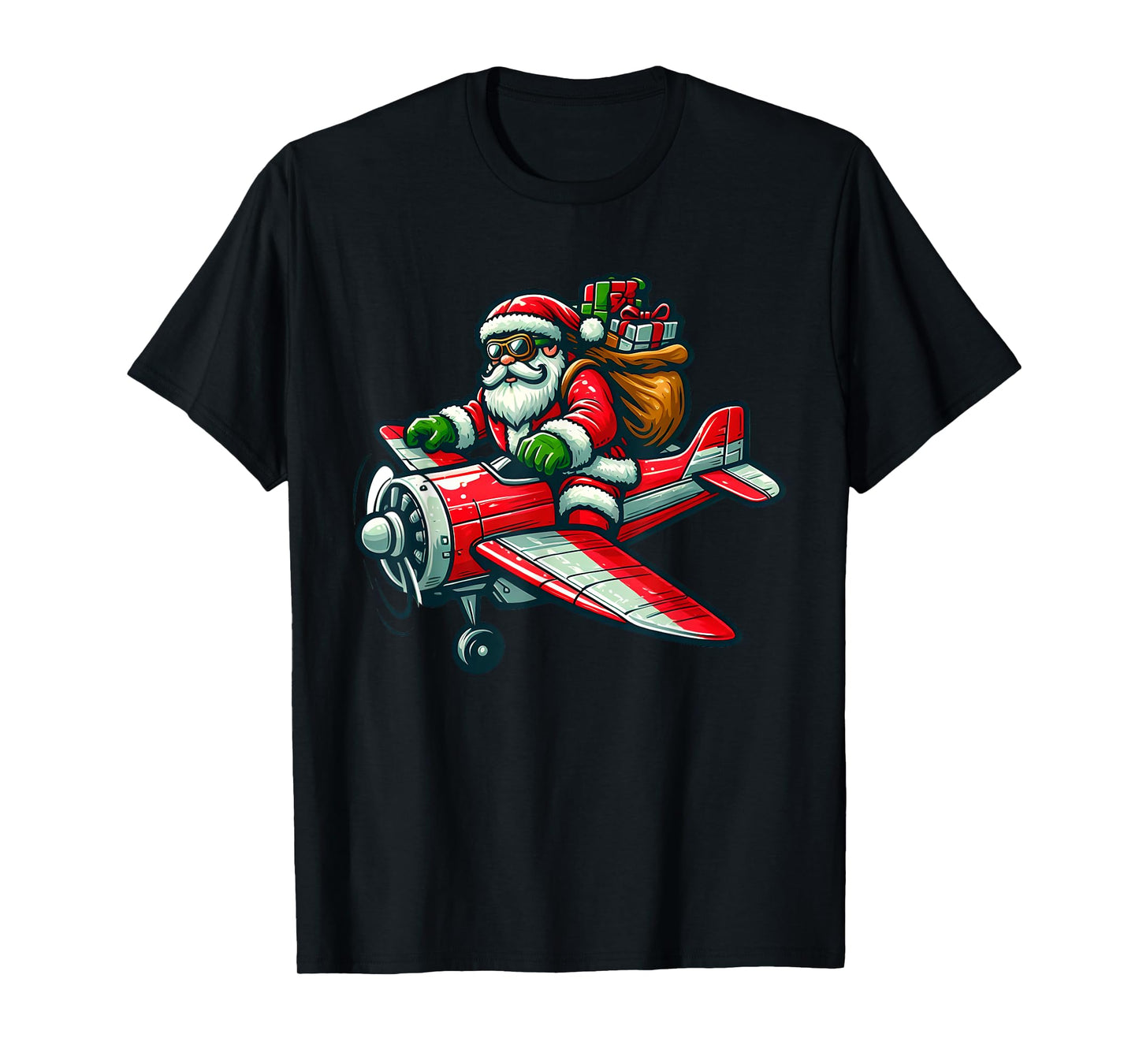 Santa Claus Flying Airplane Christmas Pajama Toddler Kids T-Shirt