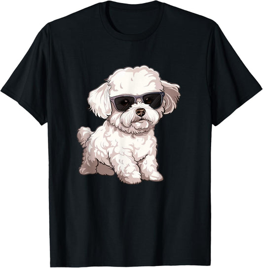 Cute Bichon Frise Dog Sunglasses T-Shirt