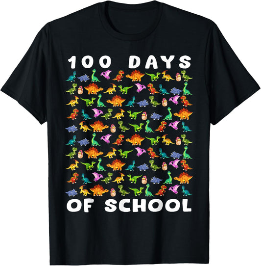 100 Days of School Dinosaur 100th Day of School Kids Boys T-Shirt