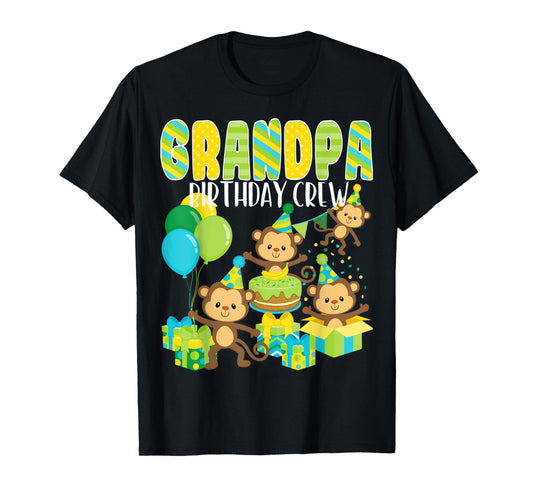Birthday Party Monkey Grandpa Birthday Crew Family Matching T-Shirt