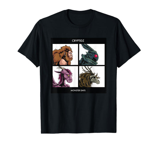 Cryptids Monster Days Bigfoot Mothman Jersey Devil Wendigo T-Shirt