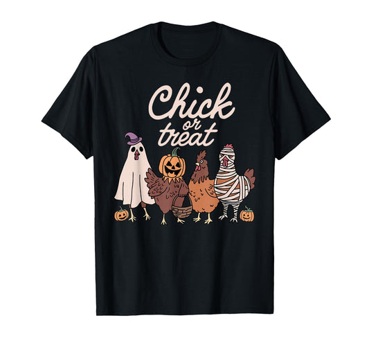 Chick Or Treat Spooky Season Halloween Chickens Ghost Mummy T-Shirt