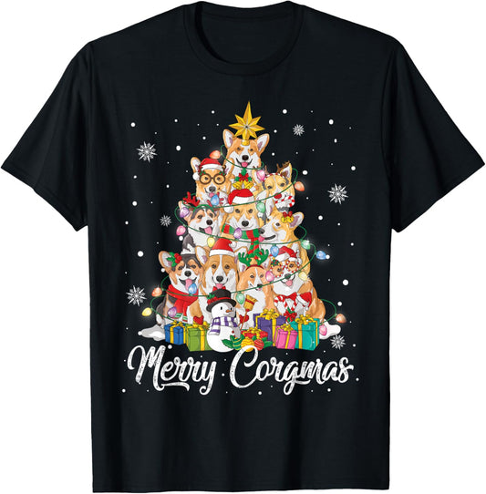 Merry Corgmas Corgi Christmas Tree Fairy Lights Dog Lover T-Shirt