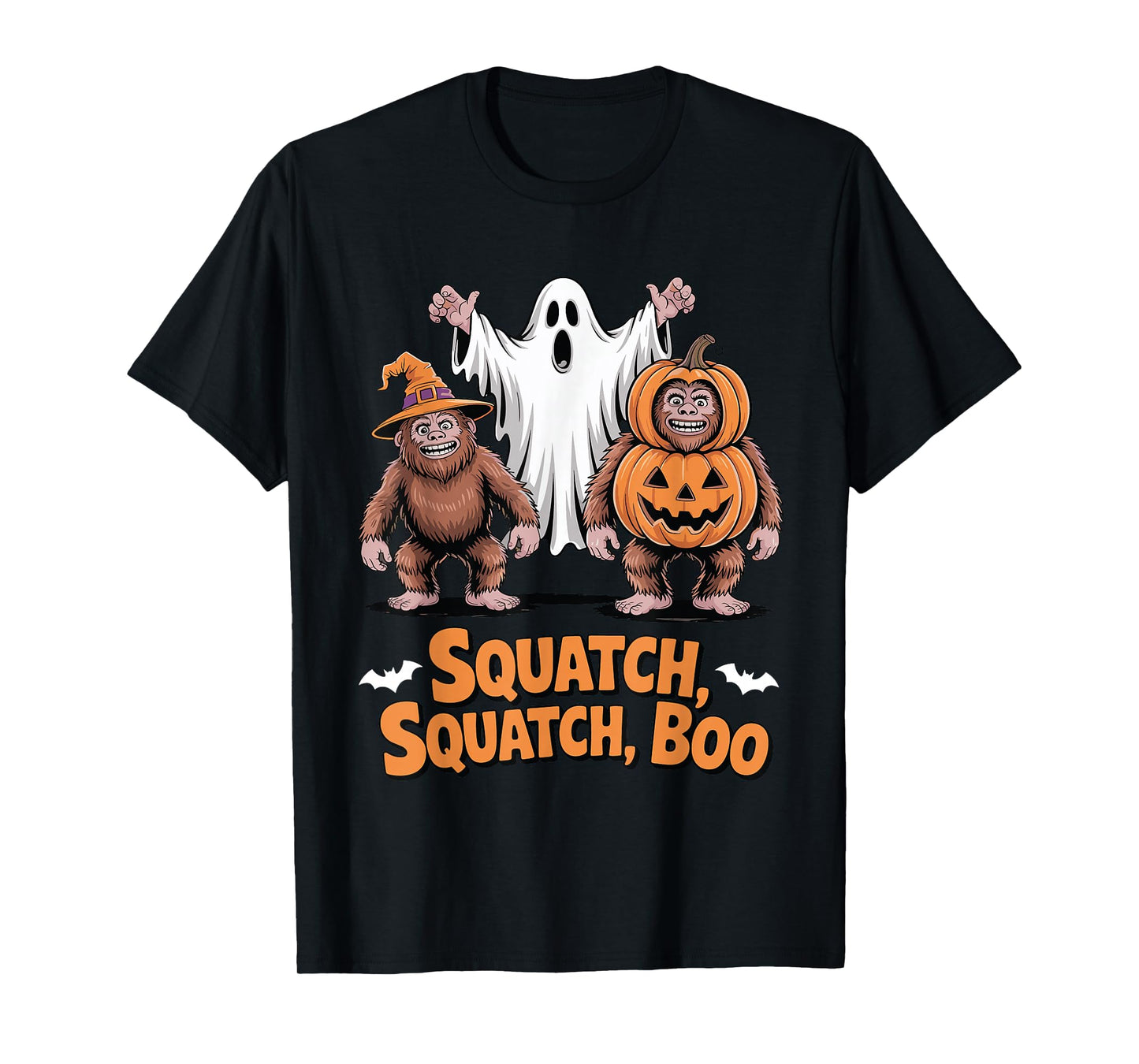 Bigfoot Ghost Halloween Boo Costume Funny Squatch Pumpkin T-Shirt