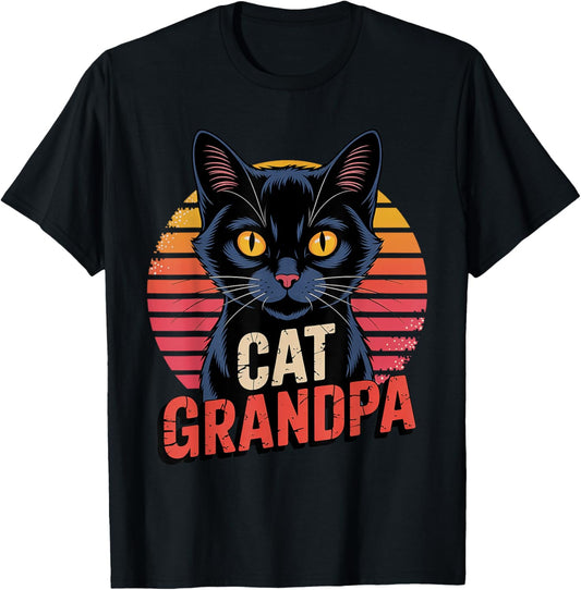 Retro Cat Grandad Fathers Day Vintage Mens Cat Lovers Mens T-Shirt