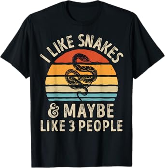 I Like Snakes and Maybe 3 People Snake Reptile Lover Retro T-Shirt