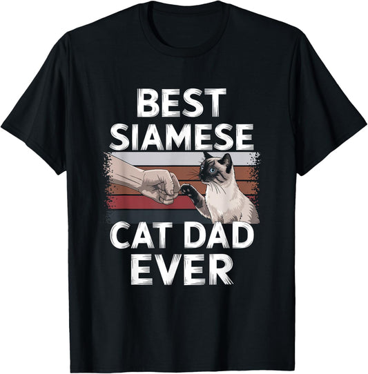 Best Siamese Cat Dad Ever Retro Vintage Sunset T-Shirt