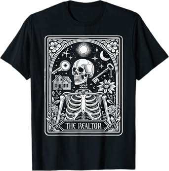 Realtor Skeleton Tarot Card Witch Vibes Astrology Realtor T-Shirt