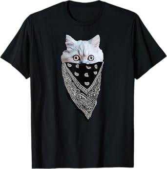 Cat Wearing a Bandana as a Mask Tee | Funny, Cute Kitten T-Shirt