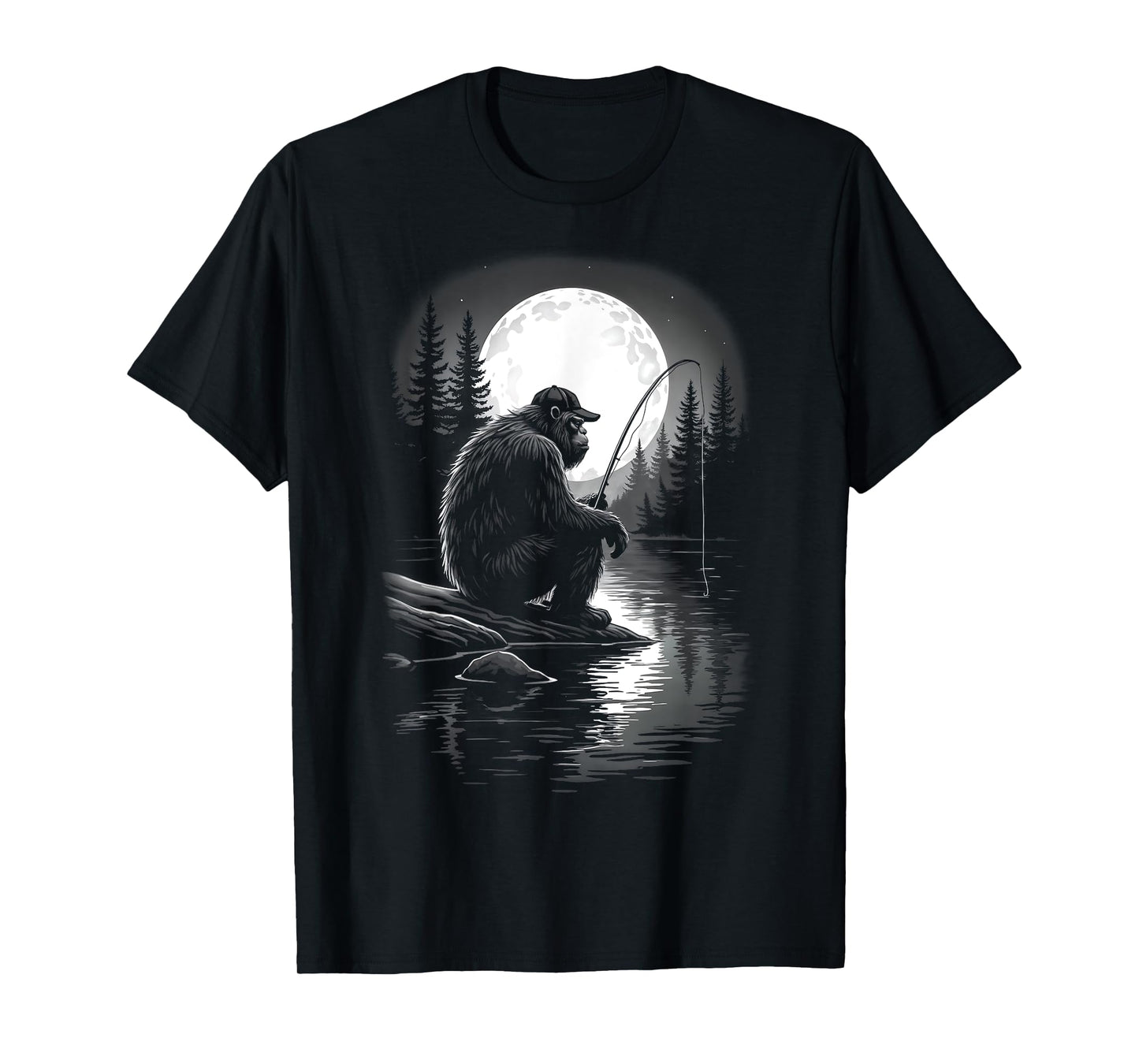 Bigfoot Fishing Sasquatch Funny Fisherman Bigfoot T-Shirt