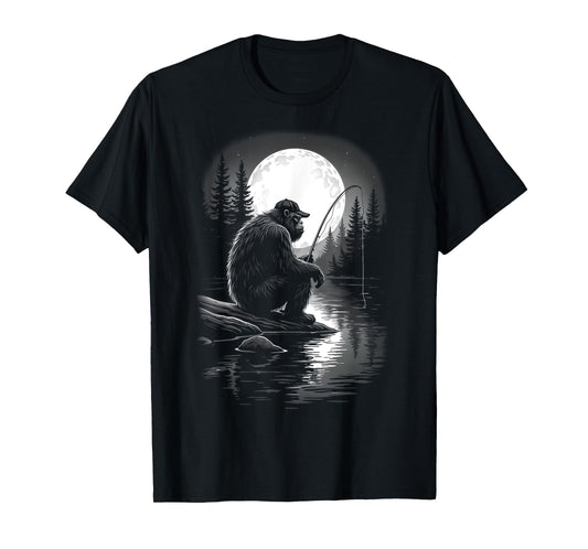 Bigfoot Fishing Sasquatch Funny Fisherman Bigfoot T-Shirt