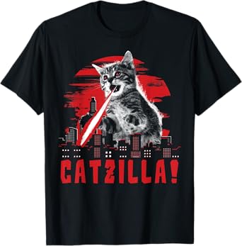 Beware Catzilla Laser Cat T-Shirt for Men Women