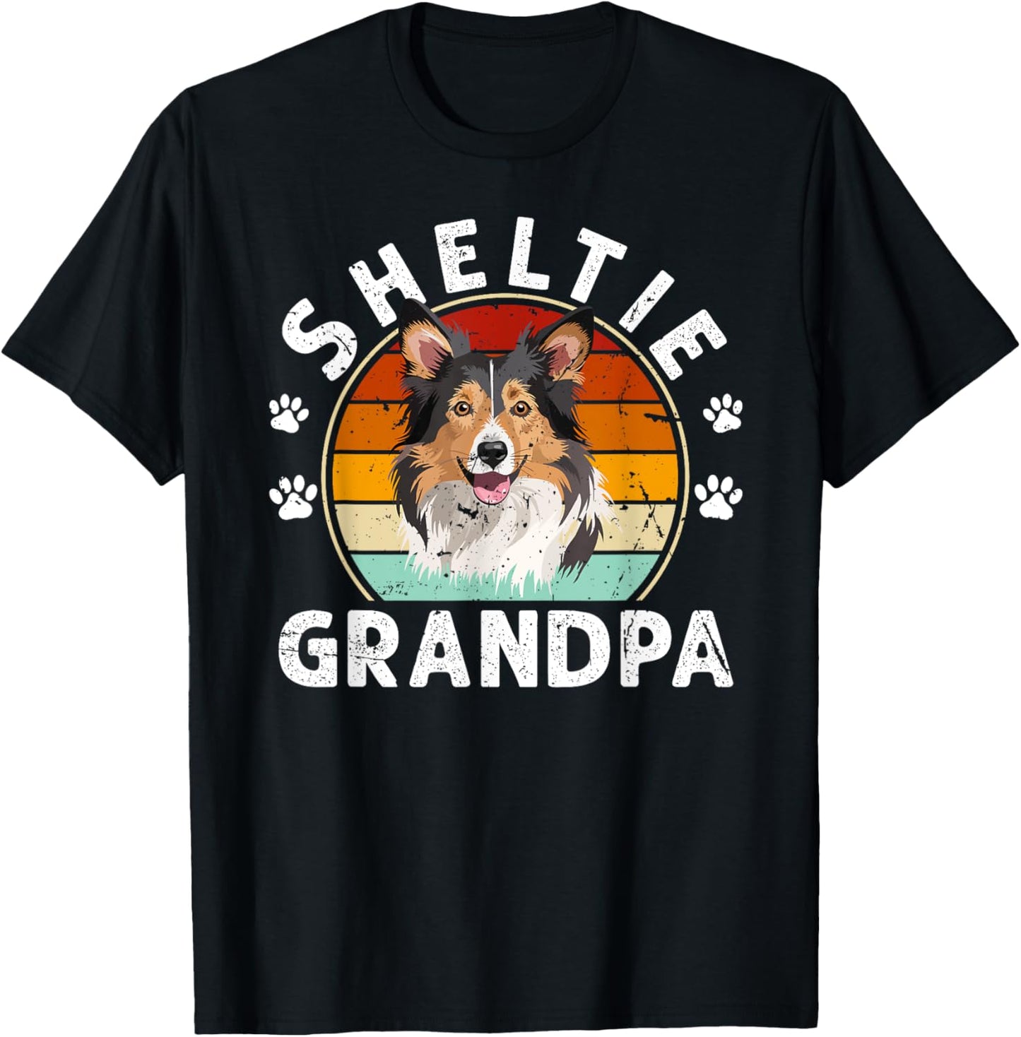 Sheltie Grandpa Of A Shetland Sheepdog Grandfather Retro T-Shirt
