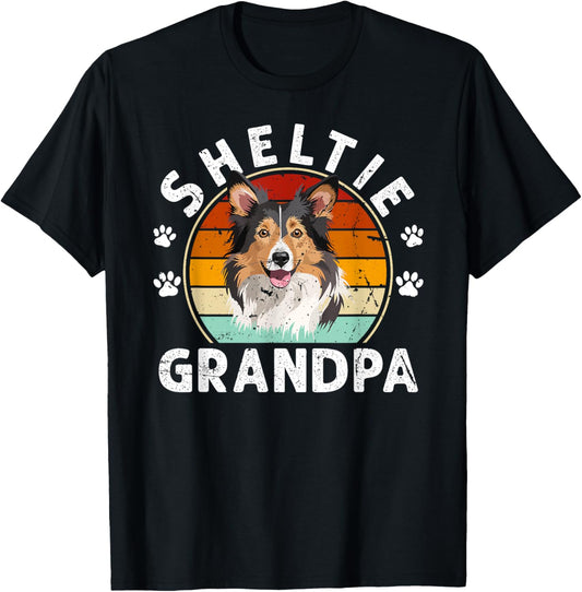 Sheltie Grandpa Of A Shetland Sheepdog Grandfather Retro T-Shirt