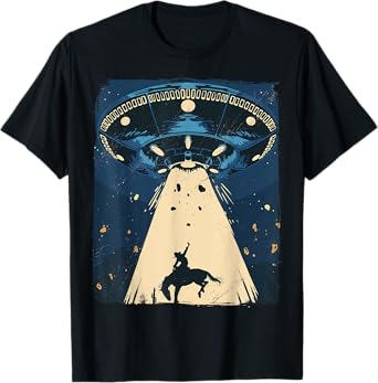 Alien Abduction Outer Space Western Rodeo Cowboy T-Shirt