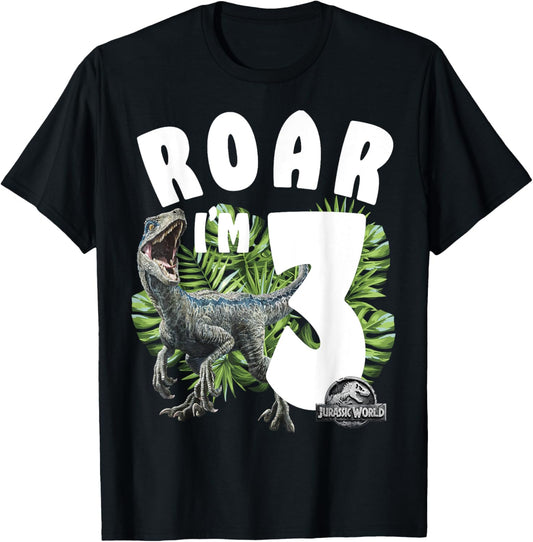 Jurassic World Birthday Raptor Roar I'm 3 T-Shirt