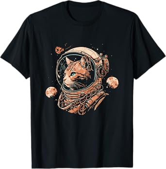 Space Cat in Astronaut Helmet Costume Cute Cat Lover T-Shirt