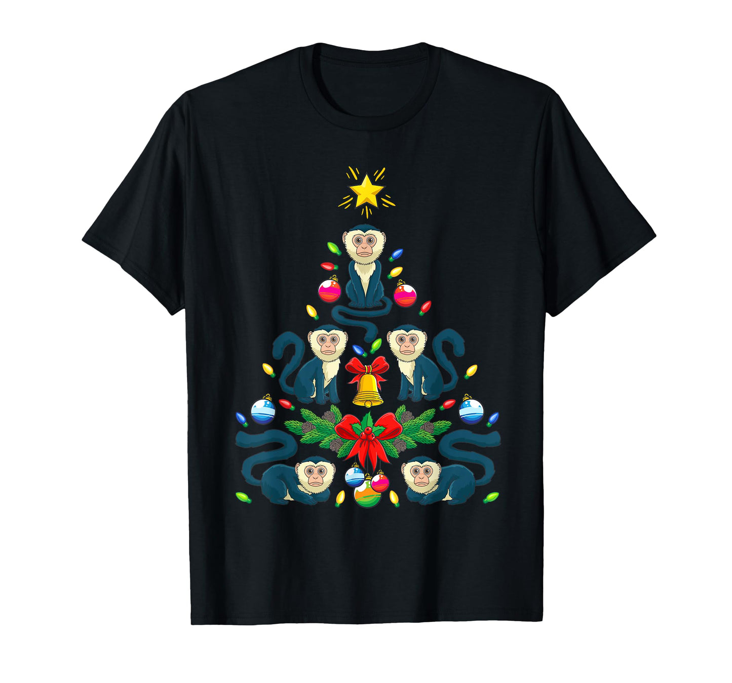 Capuchin Monkey Christmas Tree Monkey Animal T-Shirt