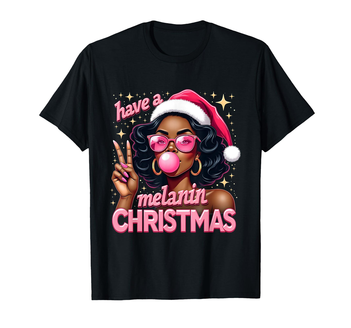 Have A Melanin Christmas Black African American Woman T-Shirt